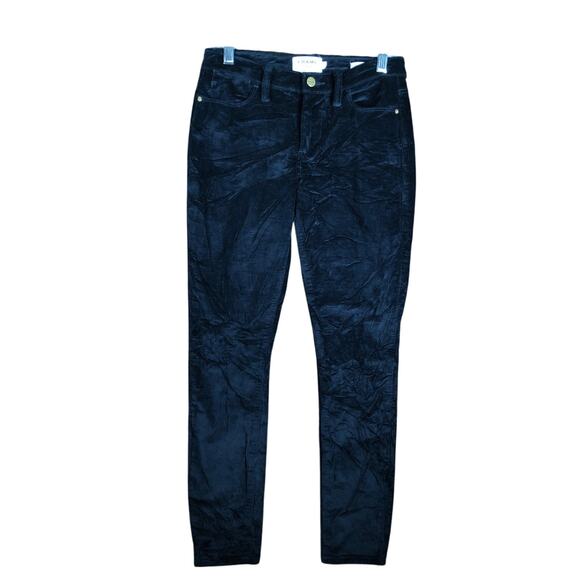 Frame Denim Womens Jeans Navy Blue Corduroy Mid Rise Straight Leg Stretch 26 - Picture 1 of 11